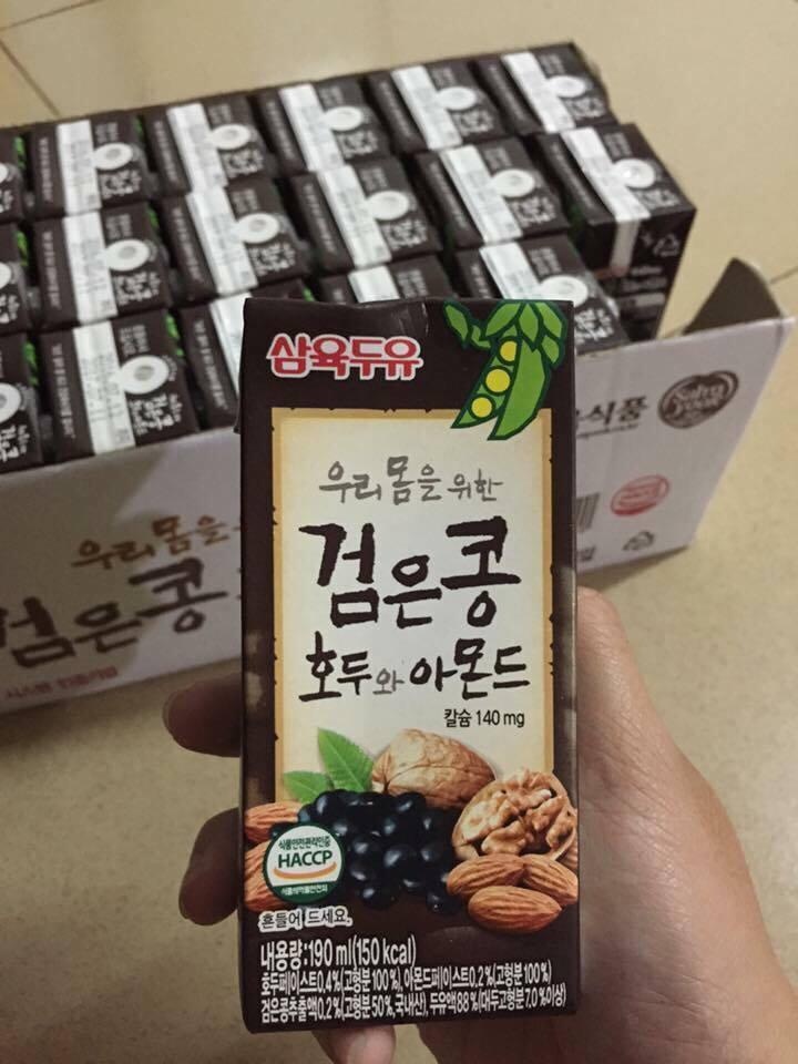 Sữa quả óc chó hạnh nhân đậu đen thùng 24 hộp (Hàn Quốc) 190ml