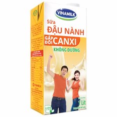 Thùng 12 Hộp Sữa đậu nành Vinamilk Gấp đôi Canxi không đường 1L (Hộp giấy)