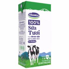 Thùng 12 Hộp Sữa tươi tiệt trùng Vinamilk 100% Có đường 1L (Hộp giấy)