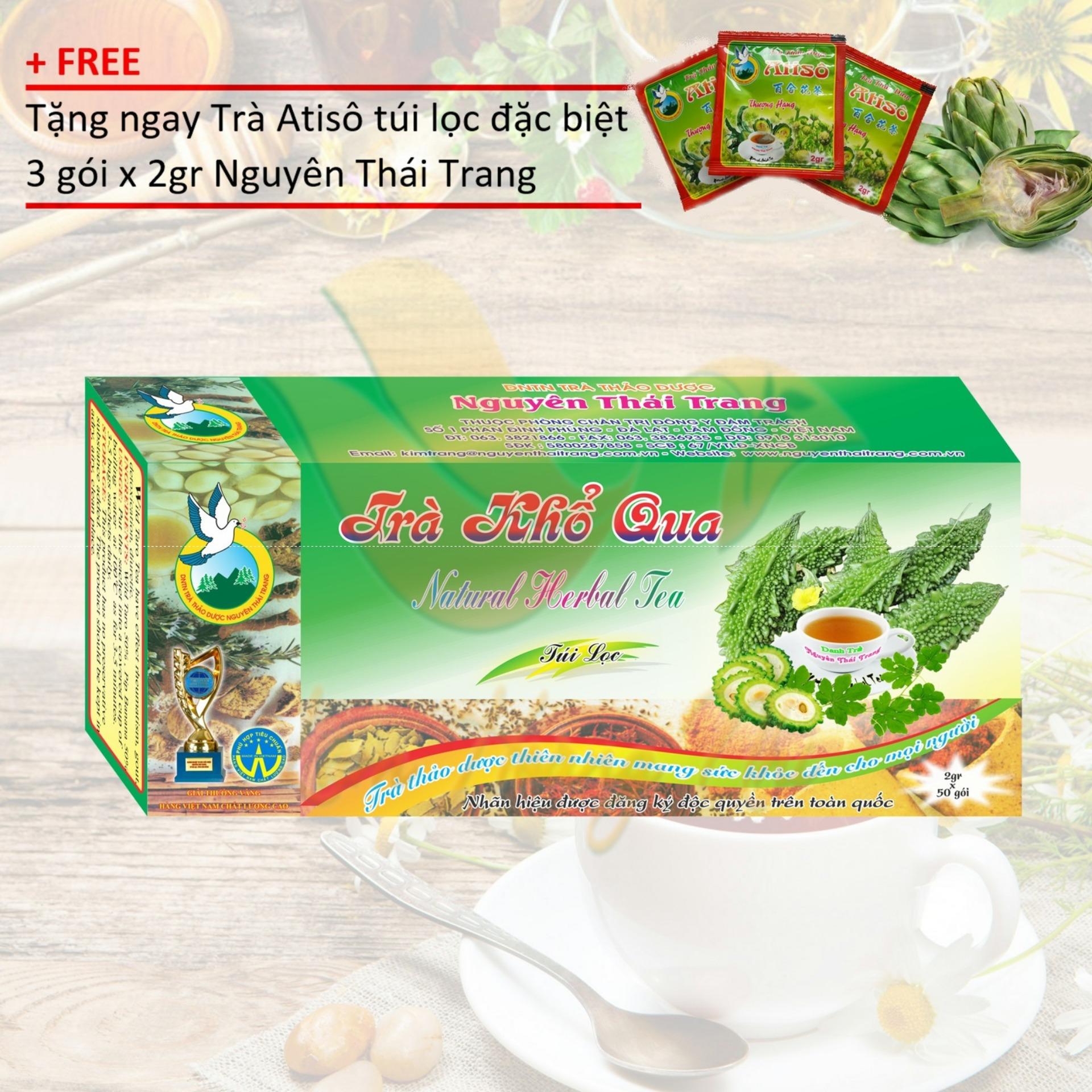 TRÀ THẢO DƯỢC KHỔ QUA RỪNG + Tặng 3 gói trà Atiso x 2gr - Nguyên Thái Trang
