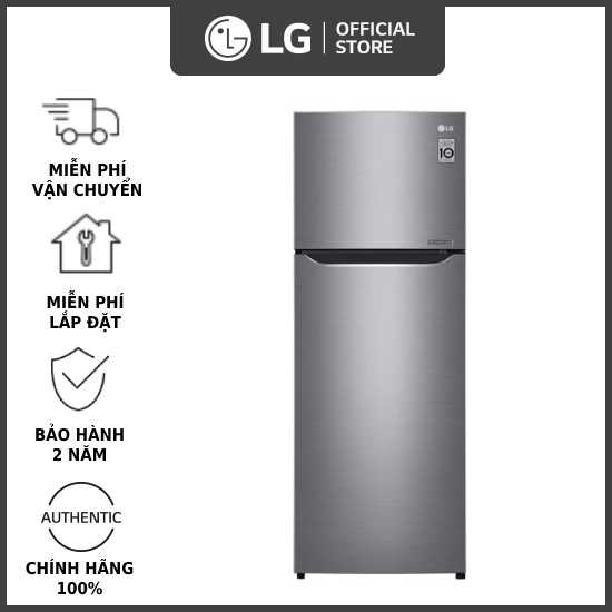 [VOUCHER upto 1 triệu][Trả góp]Tủ lạnh LG Smart Inverter ngăn đá trên với DoorCooling+ GN-M208PS 225L (Bạc) 555 x 152 x 585(cm) – Hãng phân phối chính thức