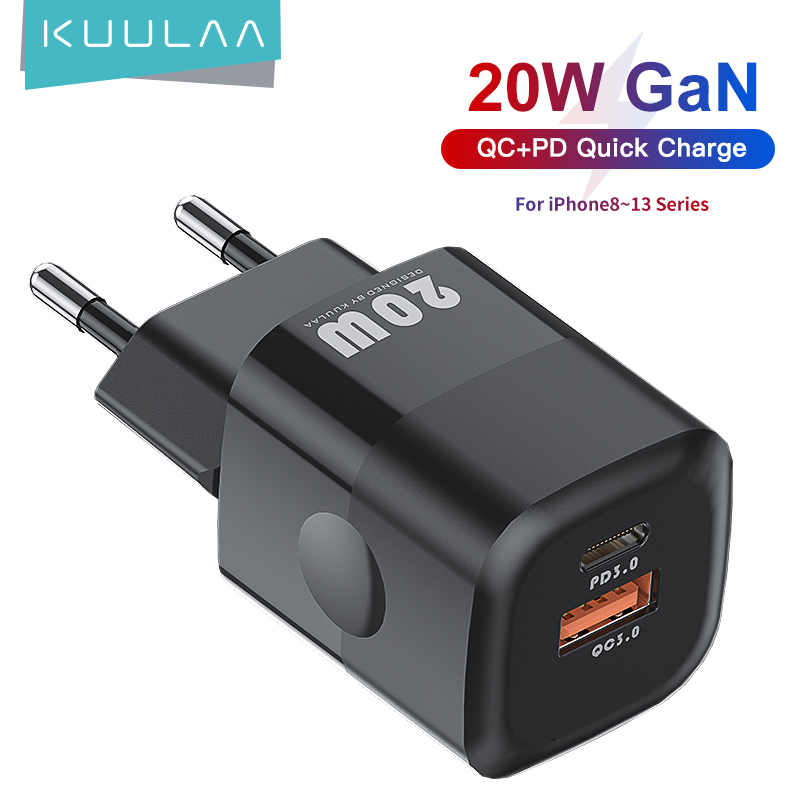 KUULAA GaN PD 20W Fast Charging USB C Charger For iPhone Xiaomi Huawei Samsung Charger For iPad Air 4 iPad...