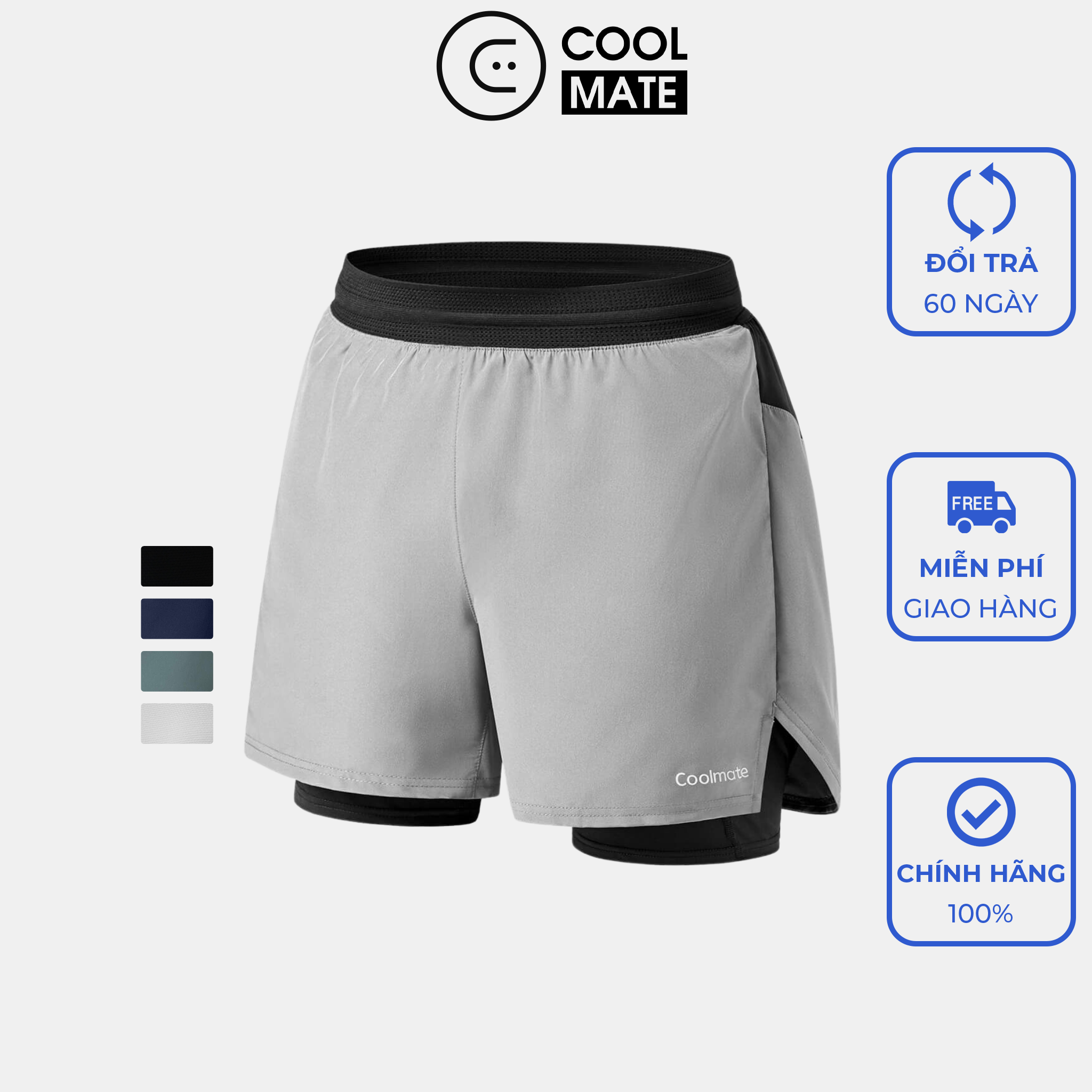 Quần shorts chạy bộ 2 lớp Essential Fast & Free Run - Thương hiệu Coolmate