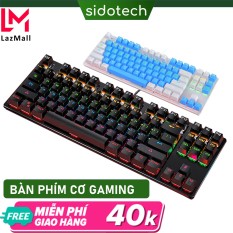 Bàn phím cơ gaming TKL 87 phím SIDOTECH K004 Blue Switch dòng bàn phím máy tính chơi game mini có LED RGB biến đổi, cấu trúc cơ học vật lý không phải bàn phím giả cơ giá rẻ, tốc độ gõ phím cao chính xác, tuổi thọ 50 triệu lần bấm