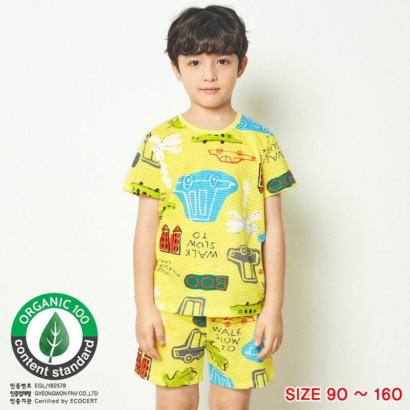 Đồ bộ ngắn tay mặc nhà cotton giấy cho bé trai U3013 - Unifriend Hàn Quốc, Cotton Organic