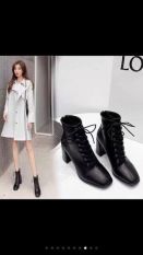 Bốt nữ cao gót, khóa sau mix dây buộc style xứ Hàn
