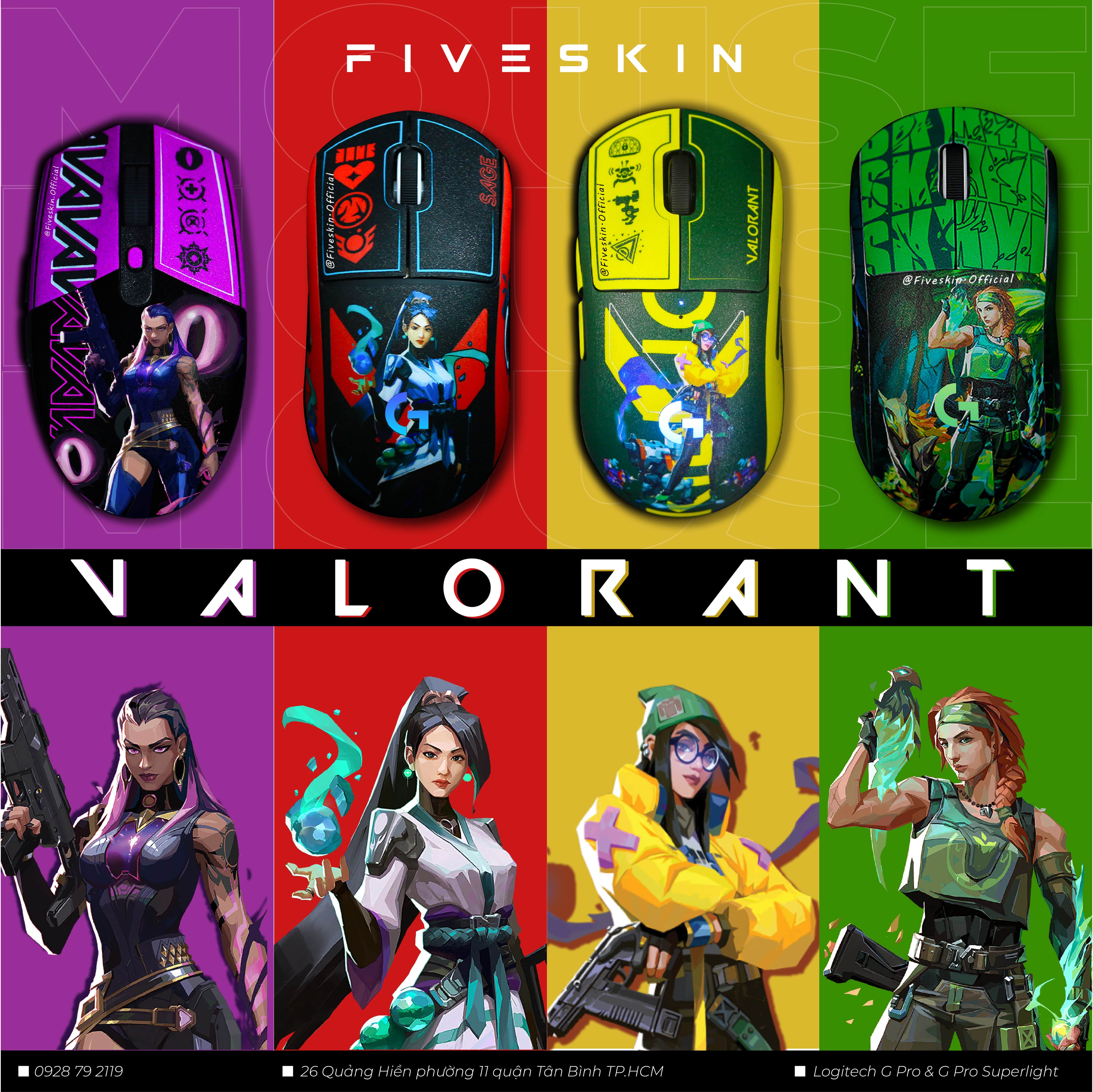 Miếng dán skin in hình Valorant cho chuột gaming Logitech G pro, G pro Superlight, G102 và 304, G403, G502,...