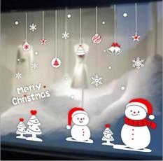 Decal trang trí mùa giáng sinh noel – dán kính tĩnh điện -2 người tuyết đáng yêu