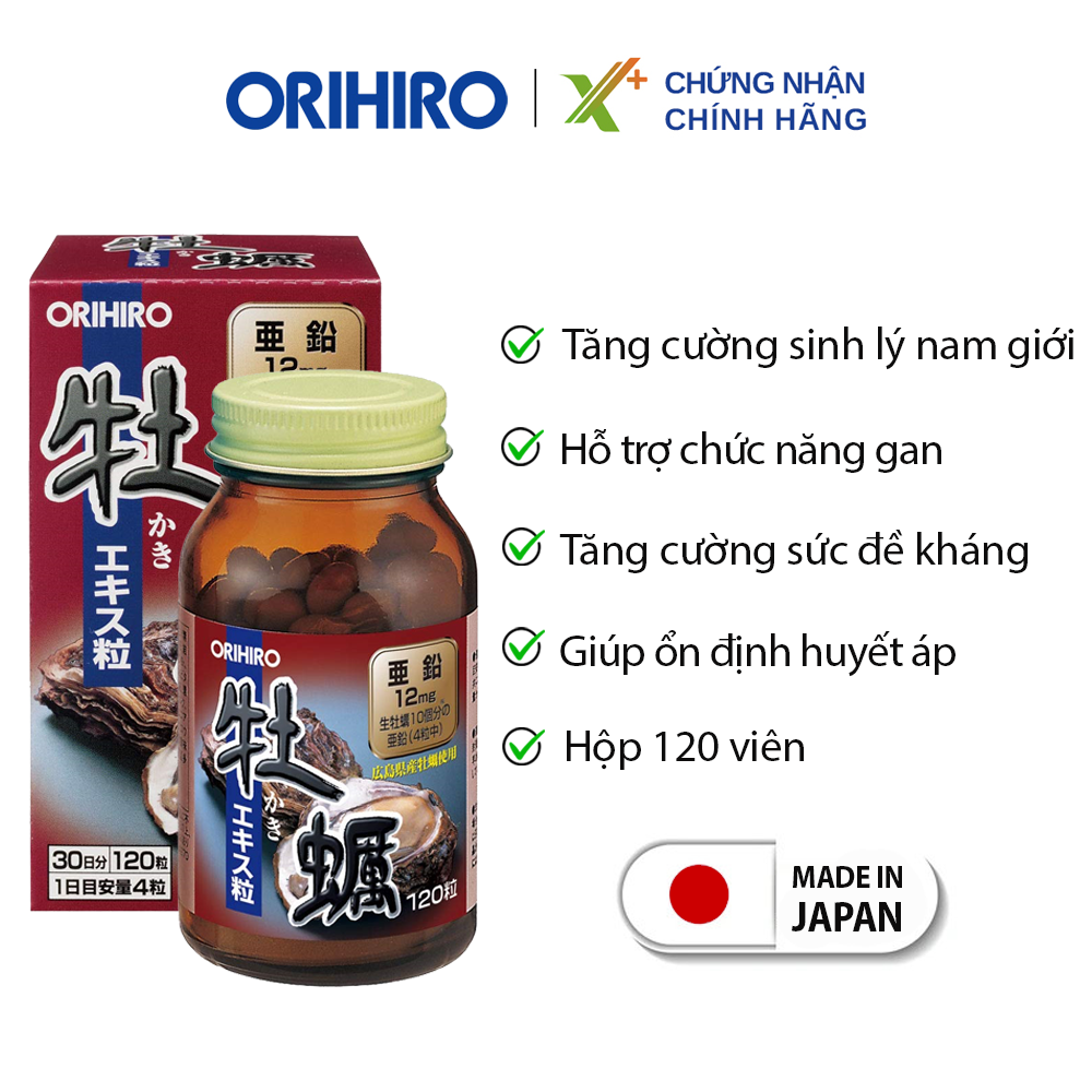 Viên uống tinh chất hàu tươi Orihiro tăng cường chức năng sinh lý, sinh sản nam giới 120 viên XP-OR-HAU01