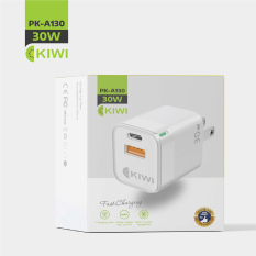 Củ sạc nhanh 30w chính hãng KIWI PK-A130 tích hợp 2 cổng sạc nhanh PD 30W & QC 3.0 Sạc 50% pin chỉ trong 30 phút