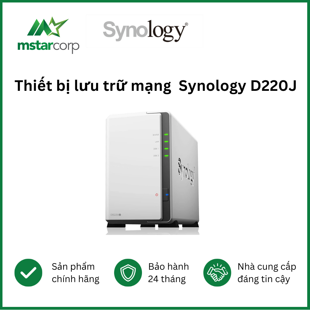 Thiết bị lưu trữ qua mạng NAS Synology DS220j – Hàng chính hãng
