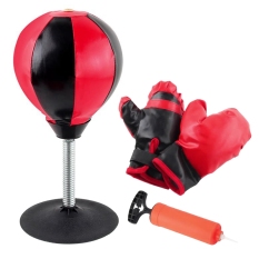 Desktop Suction Punching Bag Inflatable Desktop Boxing Bag with Gloves Stress Relief Ball Decompression Toys