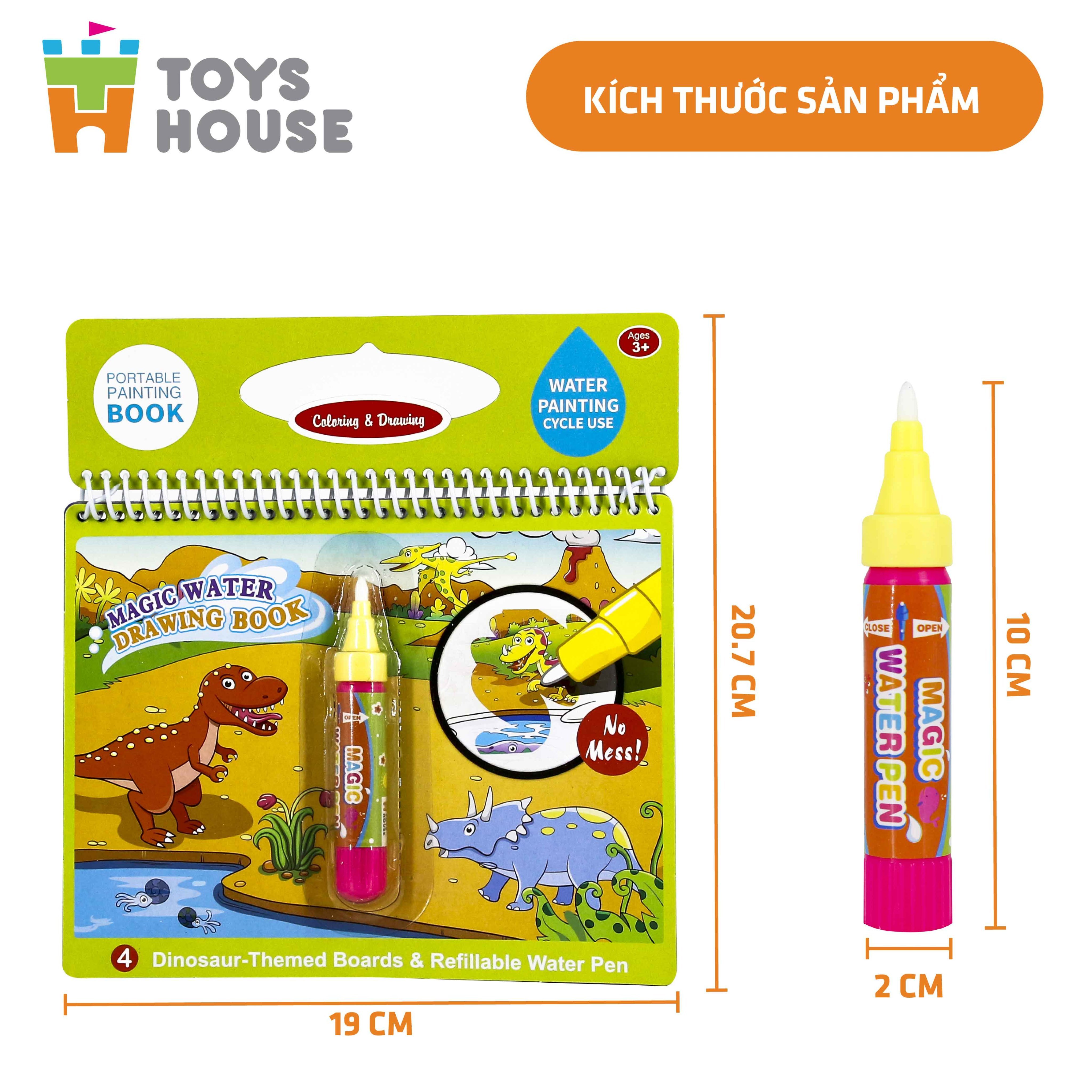 Sách tô màu bút nước thần kỳ Toys House dành cho bé từ 3 tuổi đến 5 tuổi, đồ chơi...