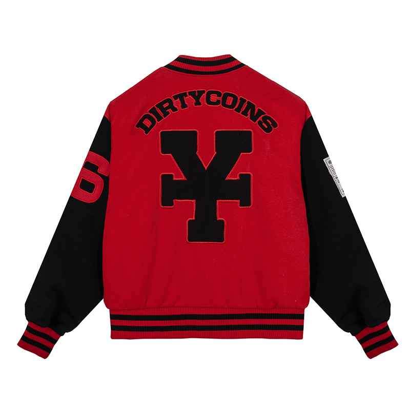 DirtyCoins Áo khoác Embroidered Varsity Jacket - Red/Black