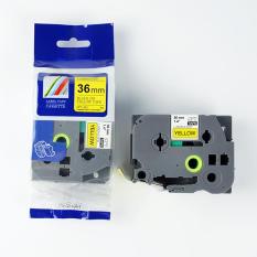 Nhãn in CPT-661 tương thích máy in nhãn Brother P-Touch – Nhãn in chữ đen nền vàng khổ 36mm