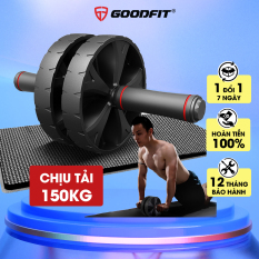 Con lăn tập bụng, con lăn tập cơ bụng 2 bánh GoodFit tay cầm lõi thép chịu tải 150kg, tập gym, tập thể dục tại nhà GF602AB