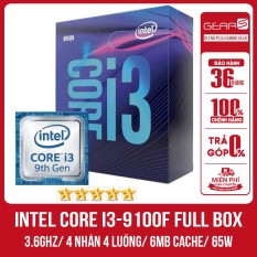 Bộ vi xử lý Intel Core i3-9100F Full Box Mã SRF6N (3.6Ghz, 4 nhân 4 luồng, 6MB Cache, 65W)-LGA 1151