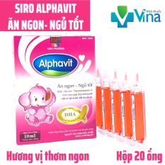 Siro Bé Ăn Ngon Ngủ Tốt Alphavit – Bé thông minh ,tăng cường miễn dịch cho bé – Hộp 20 ống