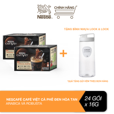 [Tặng bình nhựa Lock & Lock] Combo 2 hộp Nescafé café Việt cà phê đen hòa tan Arabica và Robusta (hộp 12 gói x 16g)