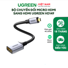 Bộ chuyển đổi Micro HDMI sang HDMI Ugreen HD149 Cho GoPro Hero 7 Raspberry Pi 4 Sony Nikon | Độ phân giải 4K/60Hz 3D | dây bện chắc chắn | Bảo Hành 1 đổi 1 18 Tháng | 10553