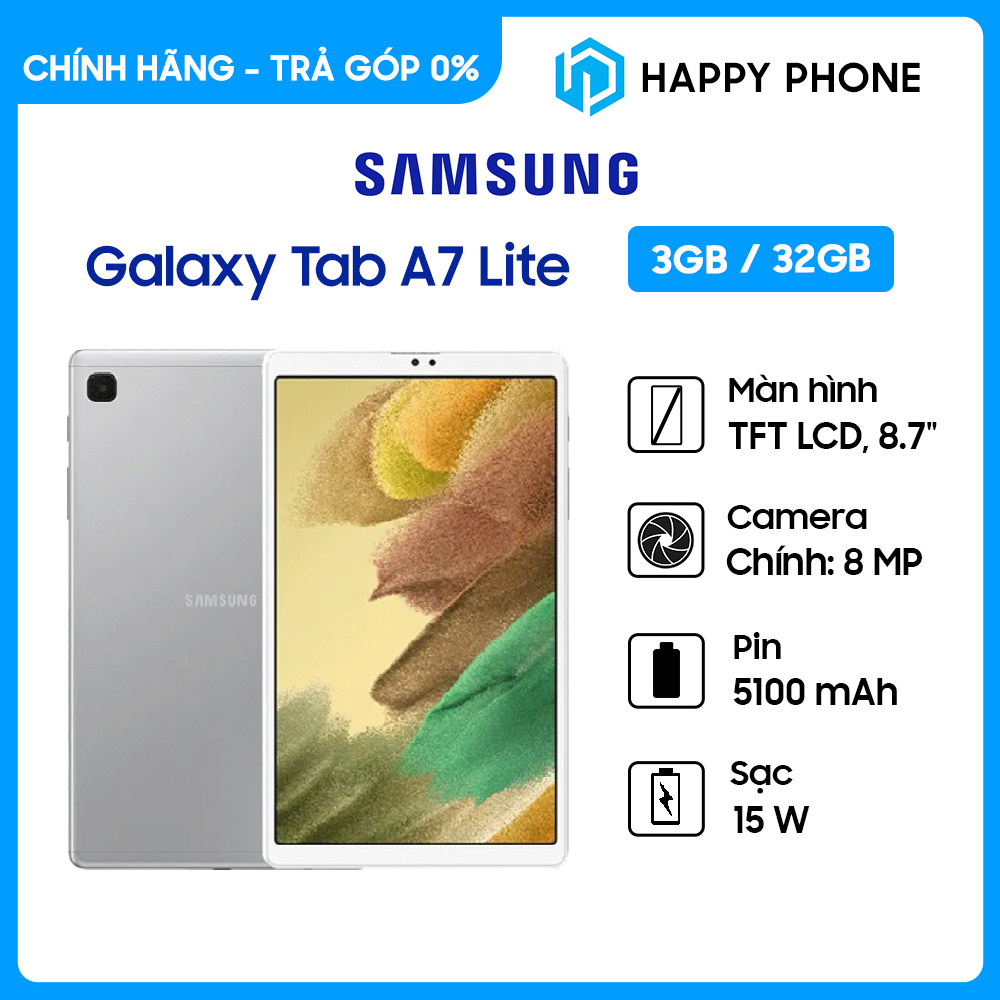 [Trả Góp 0%] Máy tính bảng Samsung Galaxy Tab A7 Lite (3GB/32GB) - Chính Hãng, Mới 100%, Nguyên Seal