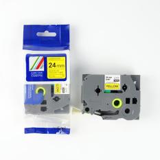 Nhãn in CPT-651 tương thích máy in nhãn Brother P-Touch – Nhãn in chữ đen nền vàng khổ 24mm