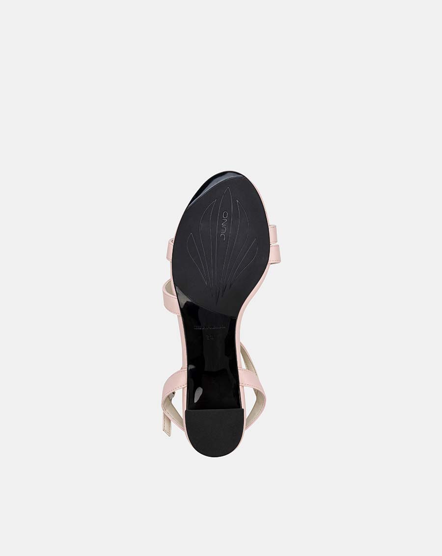JUNO Giày sandal gót vuông quai mặt bất đối xứng SD05044