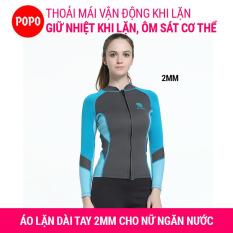 Áo lặn biển cho nữ dài tay dày 2mm; giữ ấm cơ thể, áo lặn nữ ngăn nước tiếp xúc với cơ thể hỗ trợ lặn biển MY078 POPO Collection