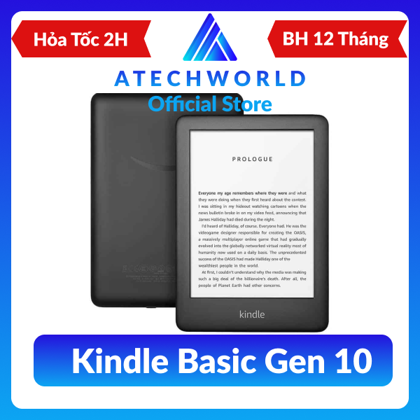 Máy Đọc Sách Kindle Basic Gen 10 2021 Có Đèn Nền Nghe Audible 8GB – Hàng Chính Hãng