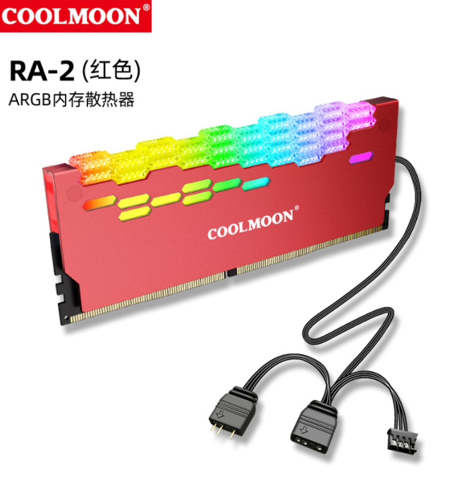 Tản nhiệt Ram Coolmoon Led 5v ARGB RA-2 màu trắng, đồng bộ màu Mainboard, Hub coolmoon