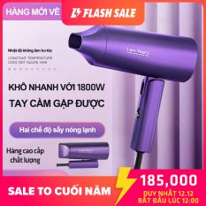 [Voucher 10K]Máy sấy tóc ion âm 1800W cao cấp, sấy khô nhanh, 3 nấc sấy, chế độ nóng + lạnh, gập nhỏ tiện lợi, bảo vệ tóc mượt, kèm đầu dẹp tạo kiểu tóc