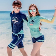 Đồ Bơi Cặp Đồ Bơi Tay Dài Che Nắng Biển Xanh AT172 Shop Mây Đồ Bơi Dành Cho Nam Và Nữ, Long Sleeve Rash Guard Swimsuits