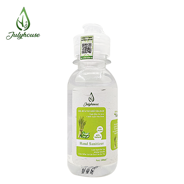 Gel rửa tay khô tinh dầu Sả và Nha Đam chai 100ml JULYHOUSE