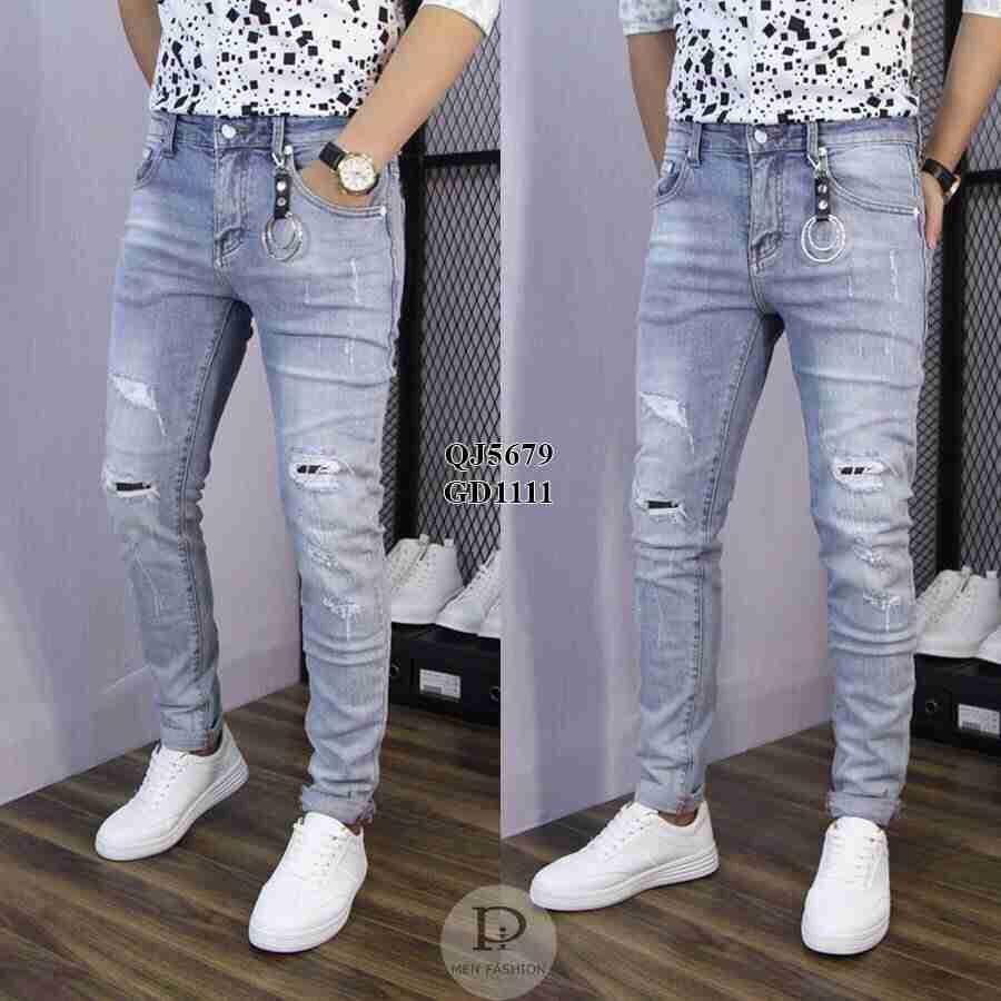 QUẦN JEAN RÁCH NAM CHẤT BÒ CAO CẤP CHUẨN MEN 5679 ATSM SHOP (Xanh)