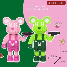 [Tặng Kèm Búa] Set 2 Bộ Đồ Chơi Lắp Ghép Lego Cho Bé , Bộ Lego Gấu Bearbrick Size To Đồ Chơi Lego 3D Lego Hoạt Hình