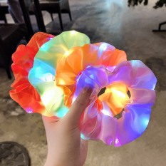 Dây Buộc Tóc Phát Sáng Scrunchies Có Đèn Led Phát Sáng, Chất Luạ Mềm Mại