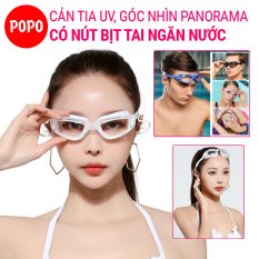 Kính bơi người lớn POPO 1940T kính bơi nữ, nam mắt kính trong có gắn nút bịt tai ngăn nước, chống tia UV, kiểu dáng thời trang