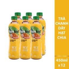 Combo 2 lốc 6 Trà hạt Chia Fuzetea hương Chanh Dây chai 450ml