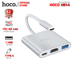 Hub sạc Hoco HB14 chia 3 cổng (USB, HDMI, PD) dài 15cm đầu Type-C