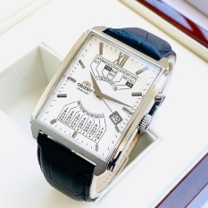 Đồng hồ Nam Orient Lịch vạn niên FEUAG005WH Mặt vuông,trắng-Máy cơ tự động-Dây da cao cấp-Size 44x36mm