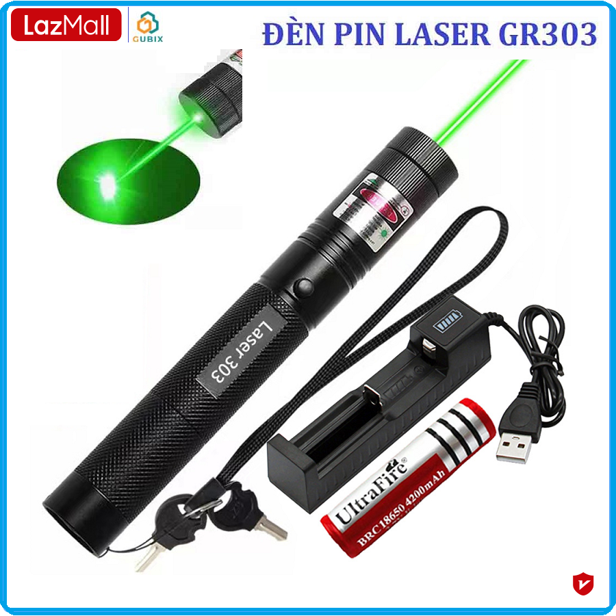 Đèn Pin Laser – Đèn Lazer 303 Ánh Sáng Xanh Cực Sáng, Chiếu Xa (Tặng Kèm Pin Sạc Bao Gồm Bộ Sạc)