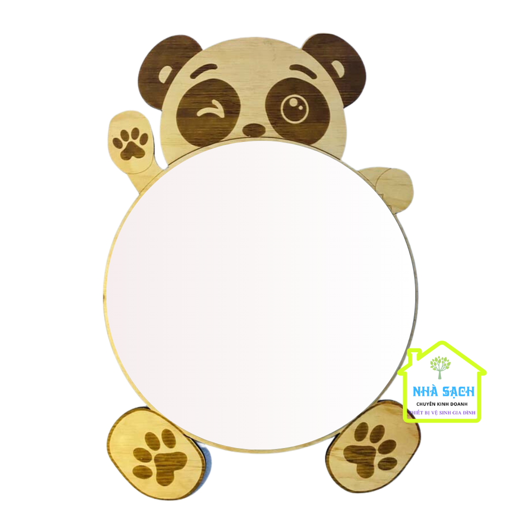 Gương Treo Tường Trang Trí Gương Gấu Panda Bằng Gỗ Gương Gỗ Decor Hình Tròn Cực Kì Dễ Thương