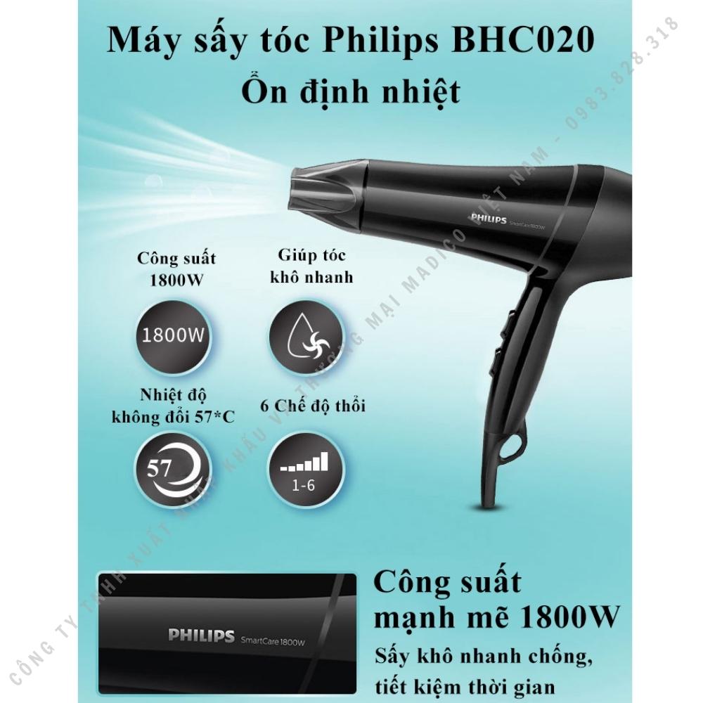 Máy sấy tóc Philips BHC020 2 chiều nóng lạnh 1800W kèm đầu tản nhiệt - BH 24 tháng - Madico...