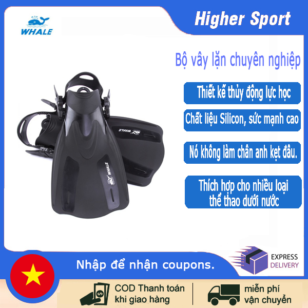 WHALE FN200 Vây Bơi Chân Lặn Với Ống Thở Cho Người Lớn, Giày Lặn Ếch Ngắn Đi Dưới Nước Tiện...
