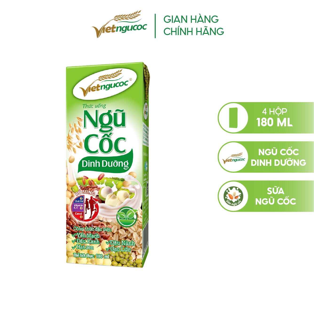 Thùng 40 hộp sữa Ngũ cốc dinh dưỡng Việt Ngũ Cốc – 180ml/hộp