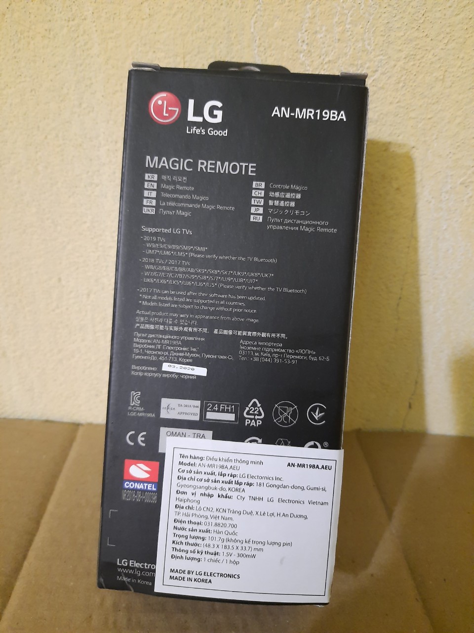 Remote Điều khiển TV LG AN-MR19BA giọng nói- Hàng mới chính hãng 100%+ Tặng kèm Pin