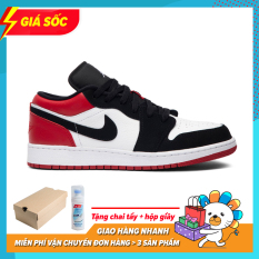 ( Tặng Hộp ) Giày Thể Thao Sneaker Nam Nữ Jordan1 Thấp Cổ Màu Đen Đỏ