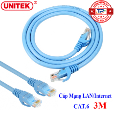 Dây cáp mạng LAN Internet bấm sẵn chuẩn CAT 6 Unitek Y-C811ABL dài 3m – ( cat6 hỗ trợ 1000Mbps)