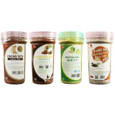 Combo 4 loại thức uống hòa tan độc đáo , Cacao sữa , Matcha sữa , Cà phê sữa , Cacao dừa , 90g/hũ