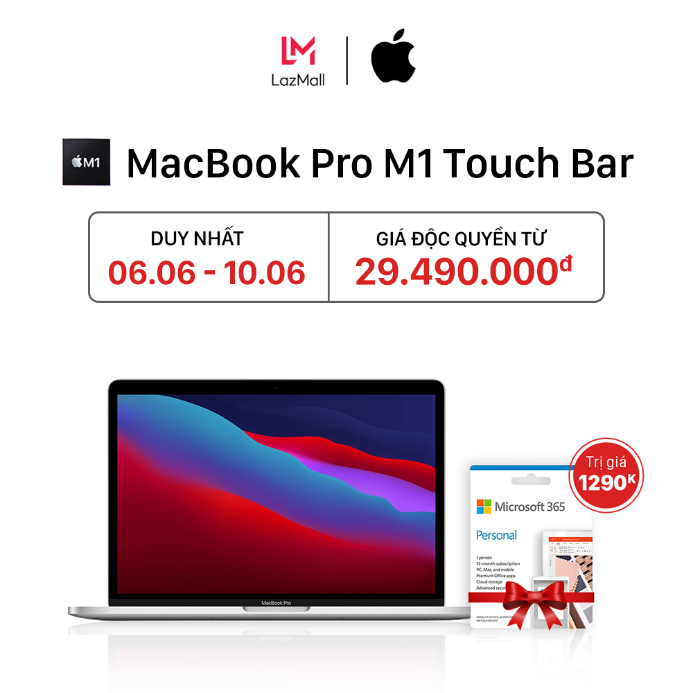 [TẶNG MICROSOFT OFFICE 365] MacBook Pro 13.3 inches Touch Bar M1 Chipset (8GB/16GB – 256GB/512GB) – HÀNG CHÍNH HÃNG